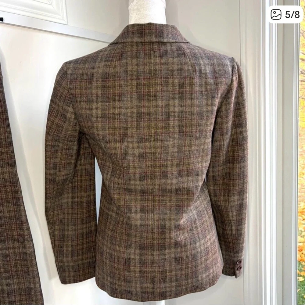 Miss Pendleton Vintage Virgin Wool Skirt Blazer Set Plaid Brown Size 4 / Small - Picture 5 of 8